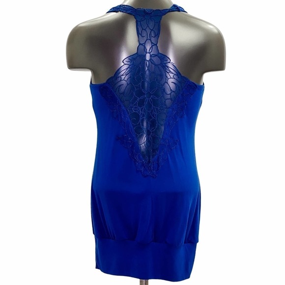 MAX Love Blue Racerback Lace Sleeveless Tunic Top - Picture 3 of 12